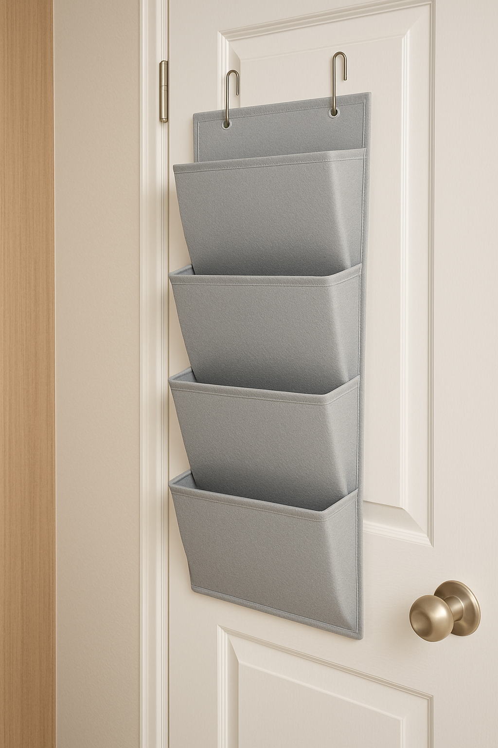 4 Pockets Wall Organizer - Neutral Hanging Storage