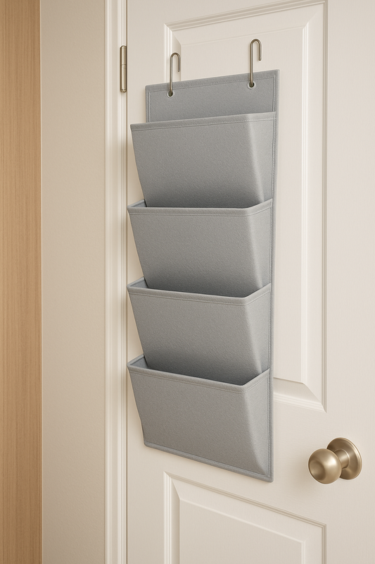4 Pockets Wall Organizer - Neutral Hanging Storage